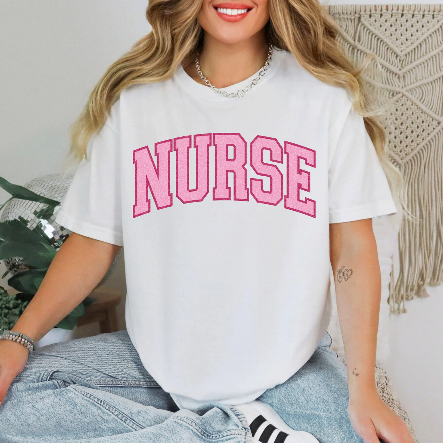 NURSE - Pink Varsity T-Shirt