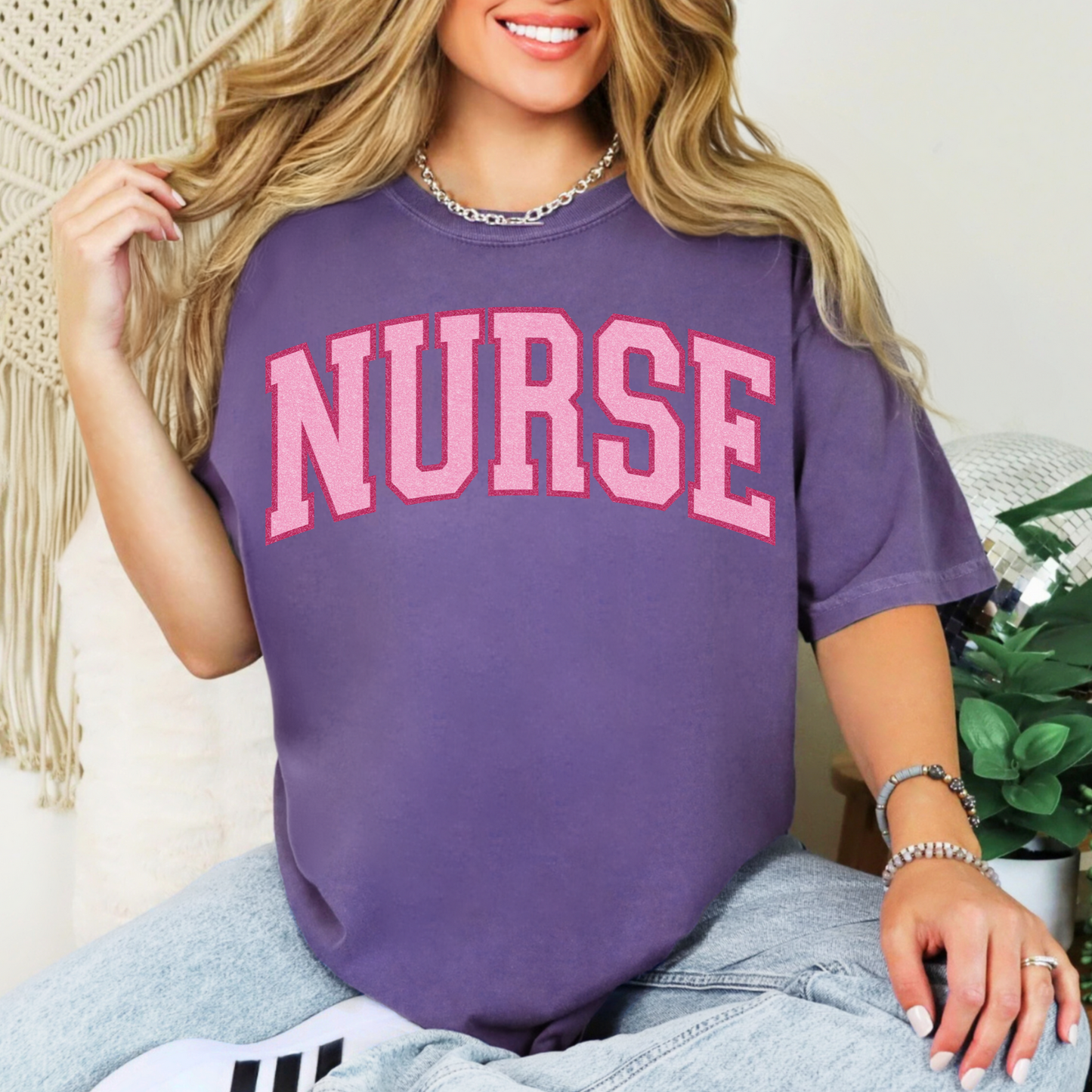NURSE - Pink Varsity T-Shirt