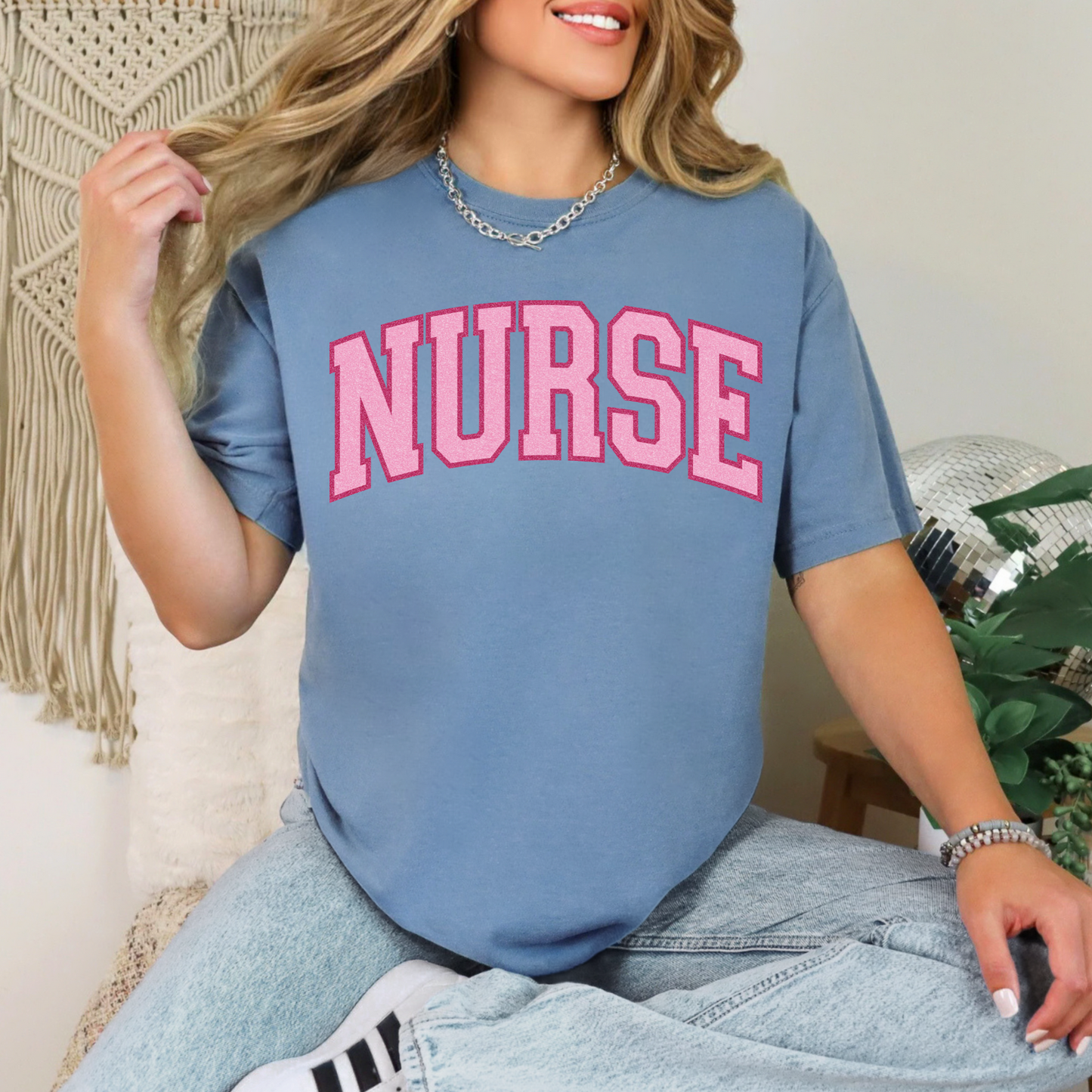 NURSE - Pink Varsity T-Shirt
