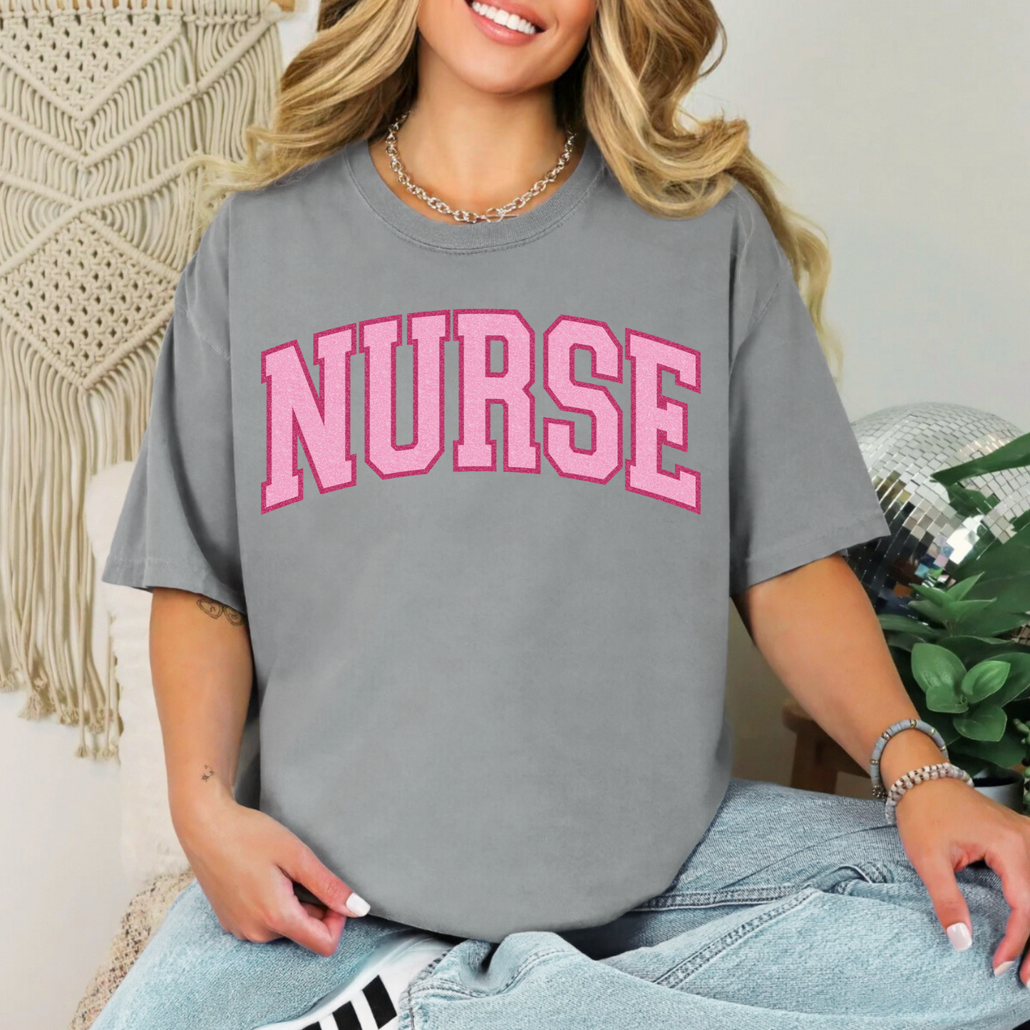 NURSE - Pink Varsity T-Shirt