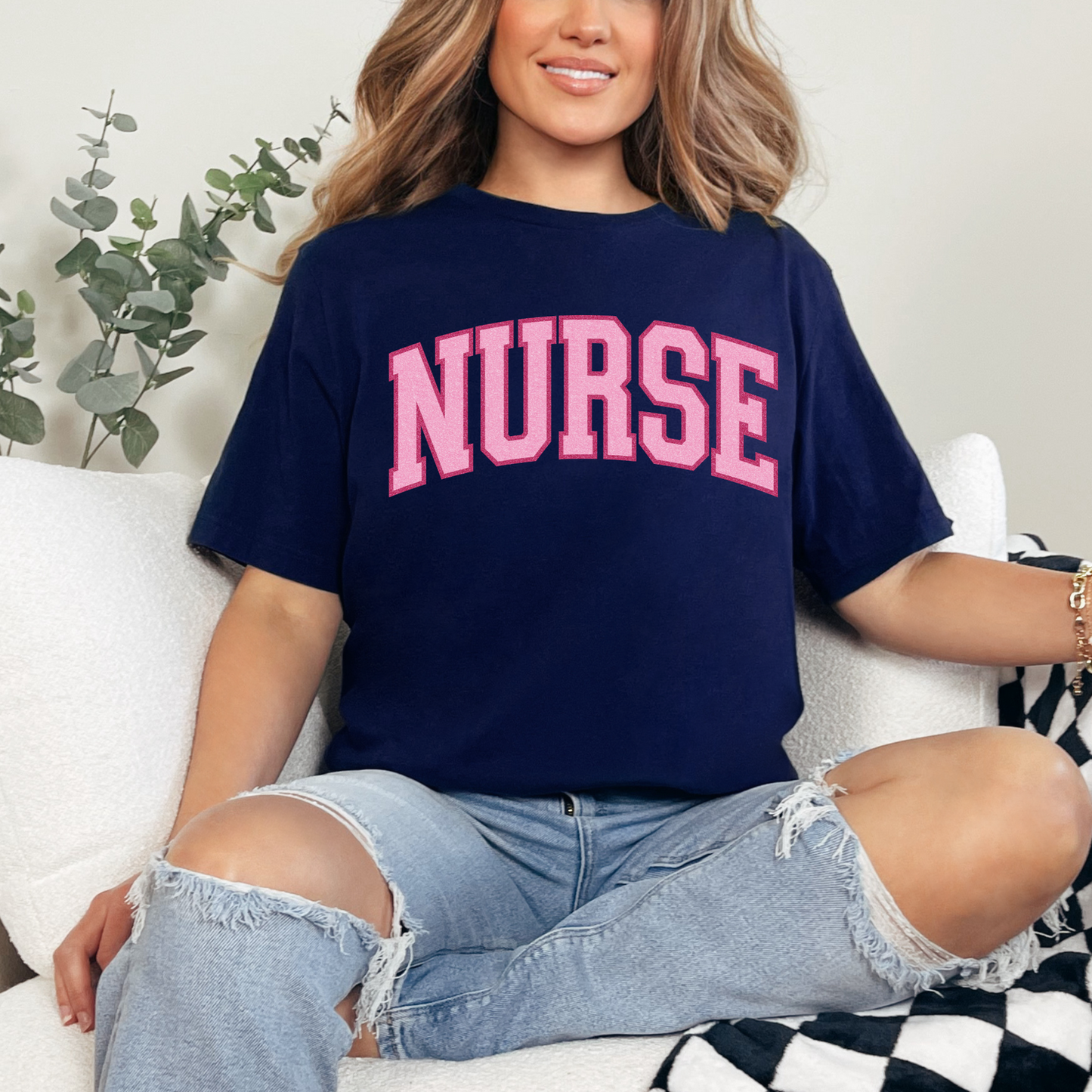 NURSE - Pink Varsity T-Shirt