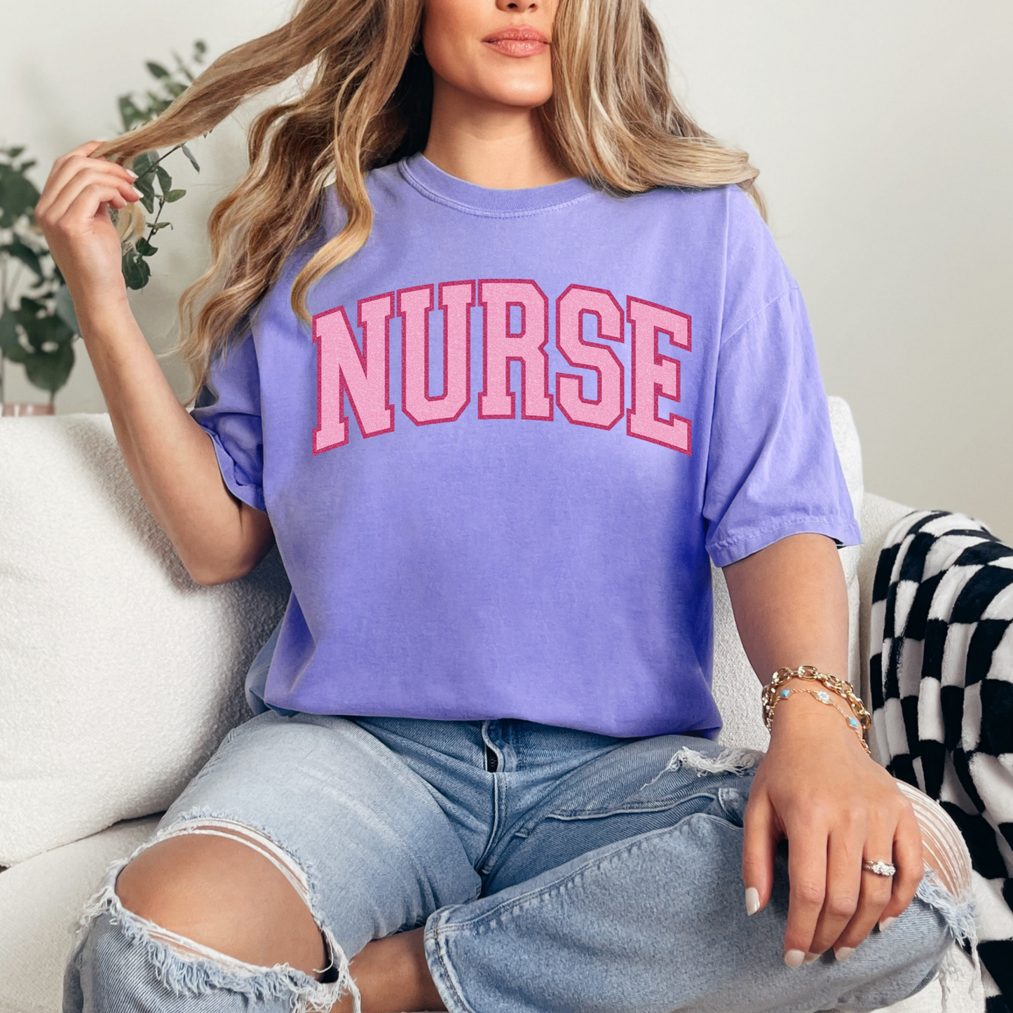 NURSE - Pink Varsity T-Shirt