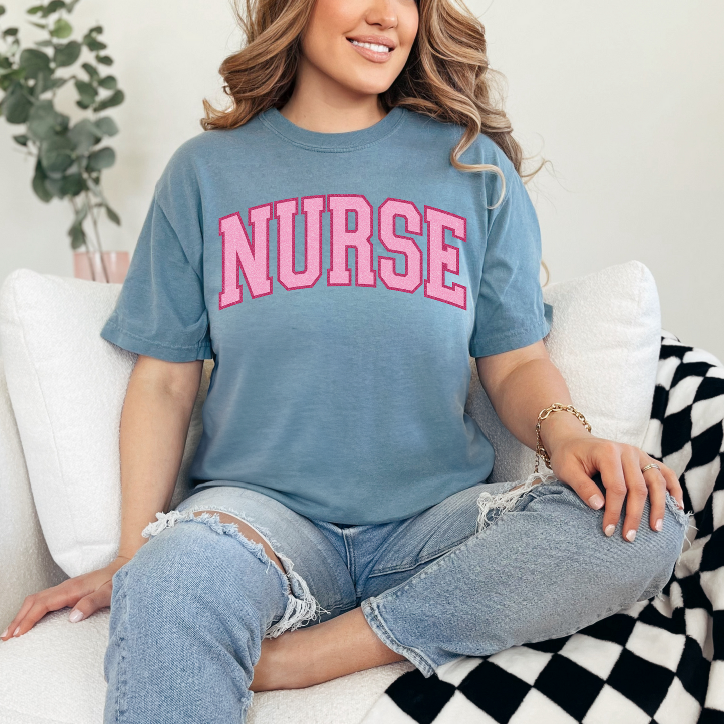 NURSE - Pink Varsity T-Shirt
