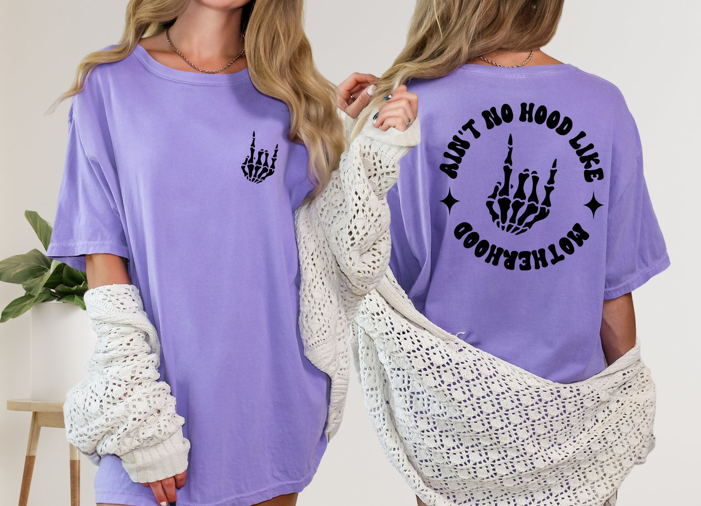 Ain't No Hood Like Motherhood Rocker T-Shirt - Front & Back