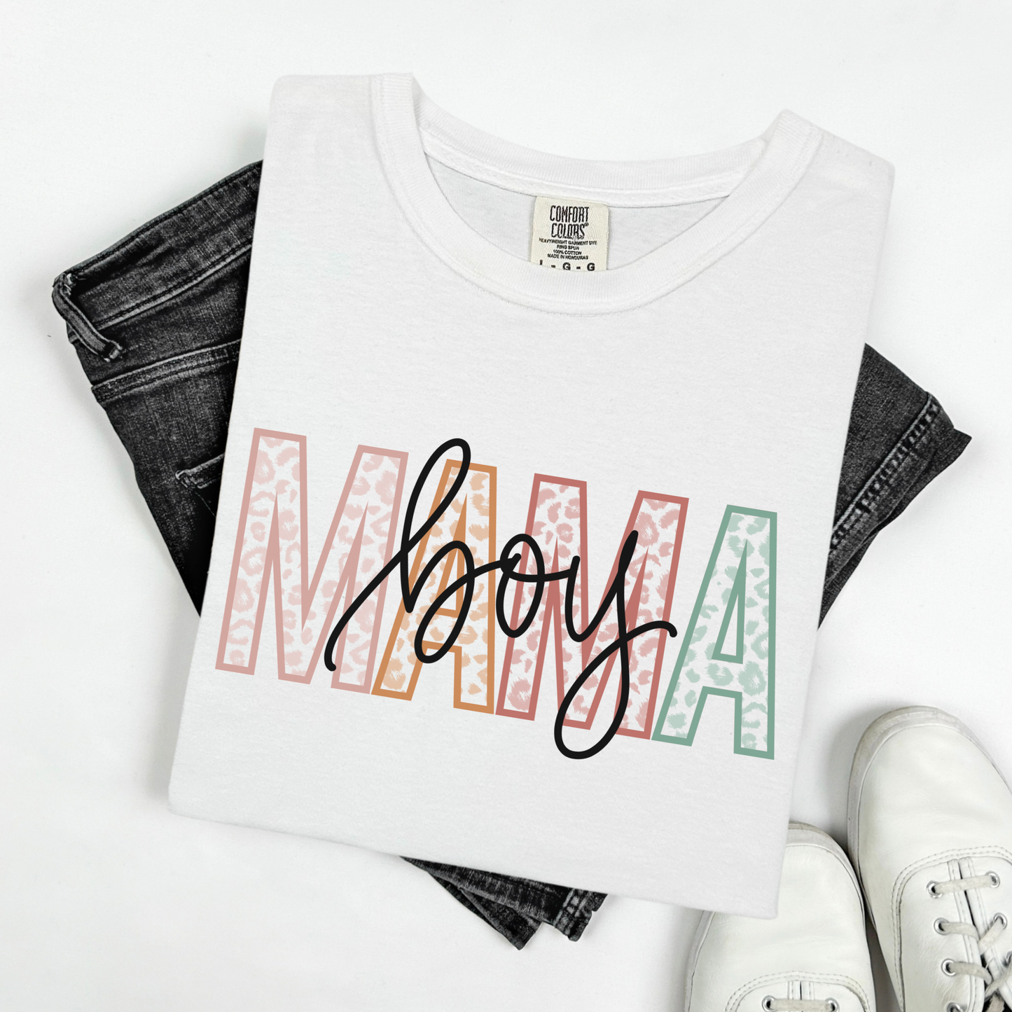 Boy Mama - Pastel Cheetah Print T-Shirt