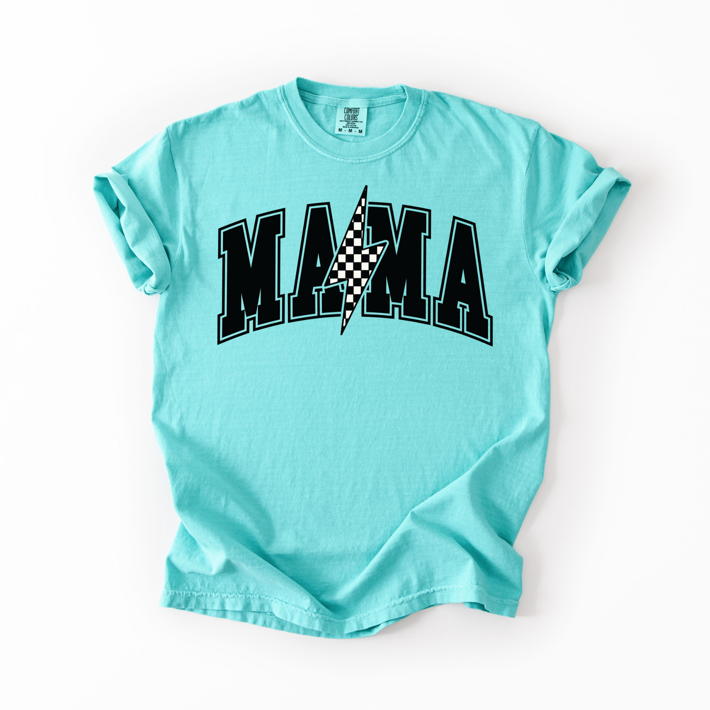 Mama Retro Checkered Lightning Bolt T-Shirt - Brights