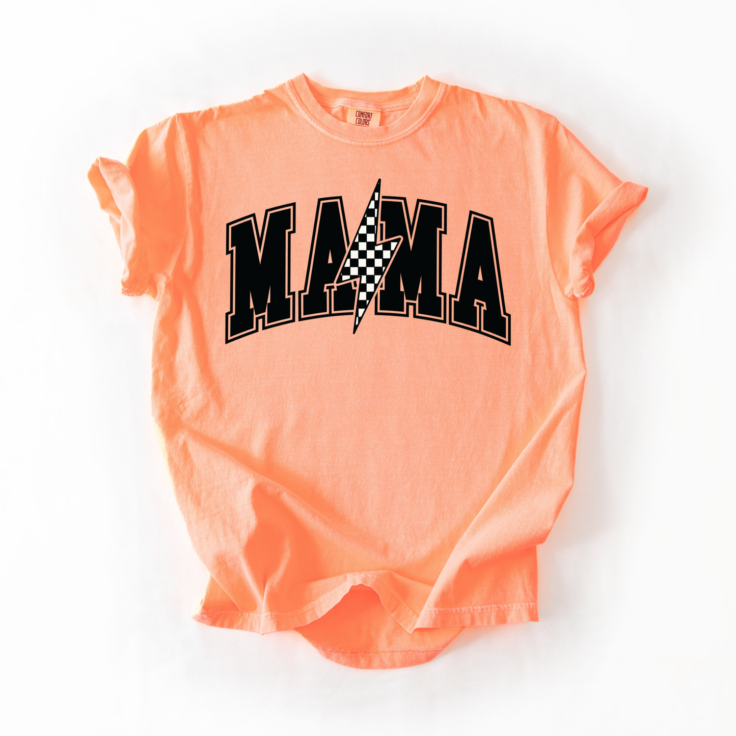 Mama Retro Checkered Lightning Bolt T-Shirt - Brights