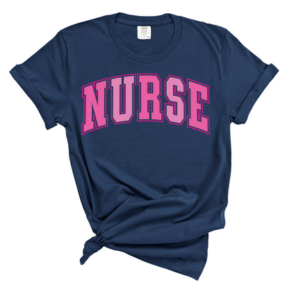 NURSE Pink Varsity Tee