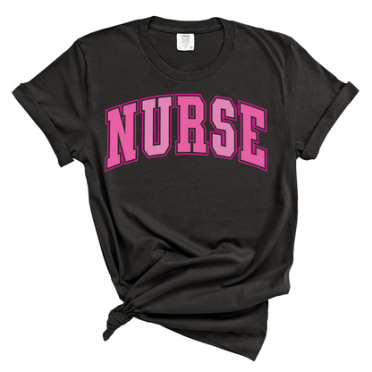 NURSE Pink Varsity Tee