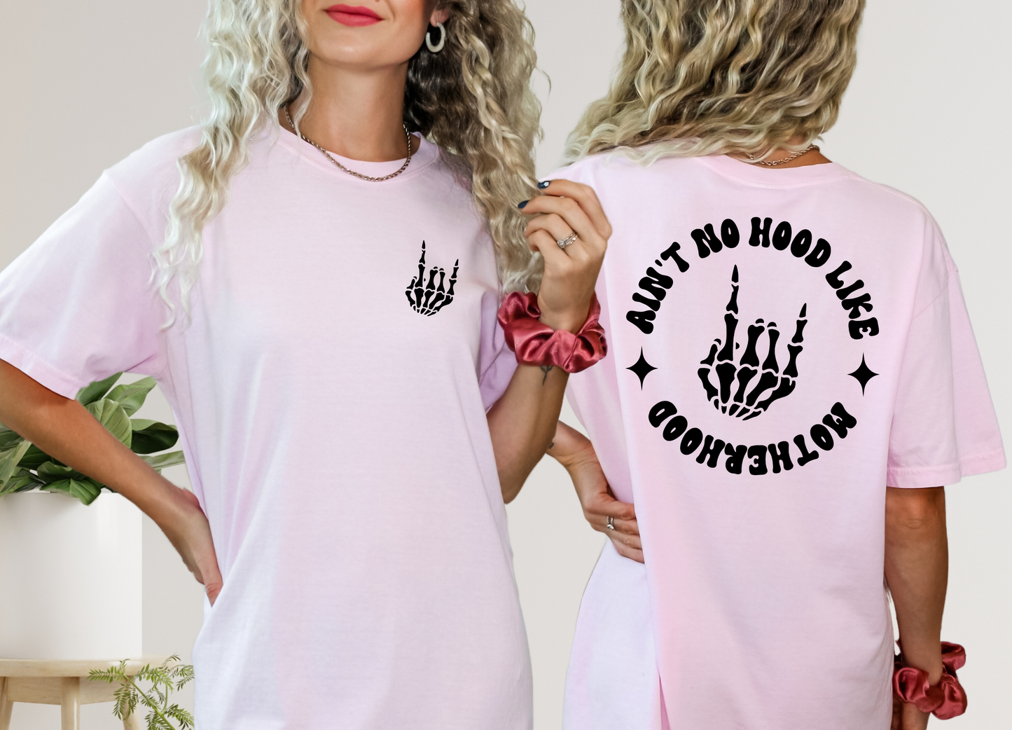 Ain't No Hood Like Motherhood Rocker T-Shirt - Front & Back