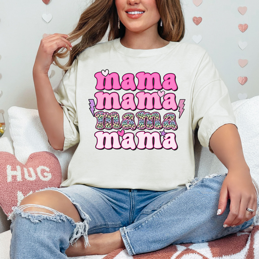 Mama Retro Pink Stacked T-Shirt